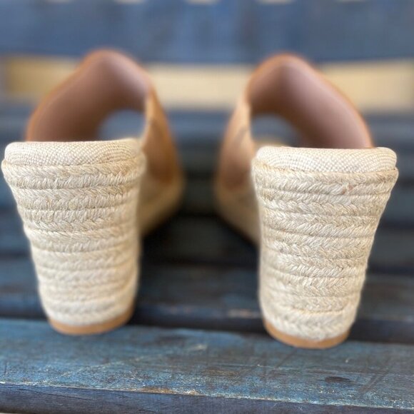 New Cole Haan Cloudfeel Wedge Sandal Women 11B US Tan Suede Open- Toe Espadrille - Picture 6 of 9